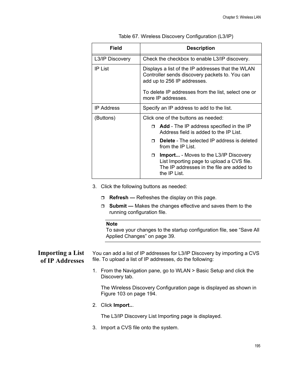 Importing a list of ip addresses | Allied Telesis AT-UWC Series User Manual | Page 195 / 368