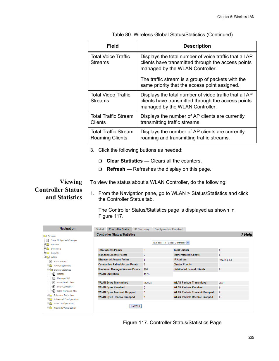 Viewing controller status and statistics | Allied Telesis AT-UWC Series User Manual | Page 225 / 368