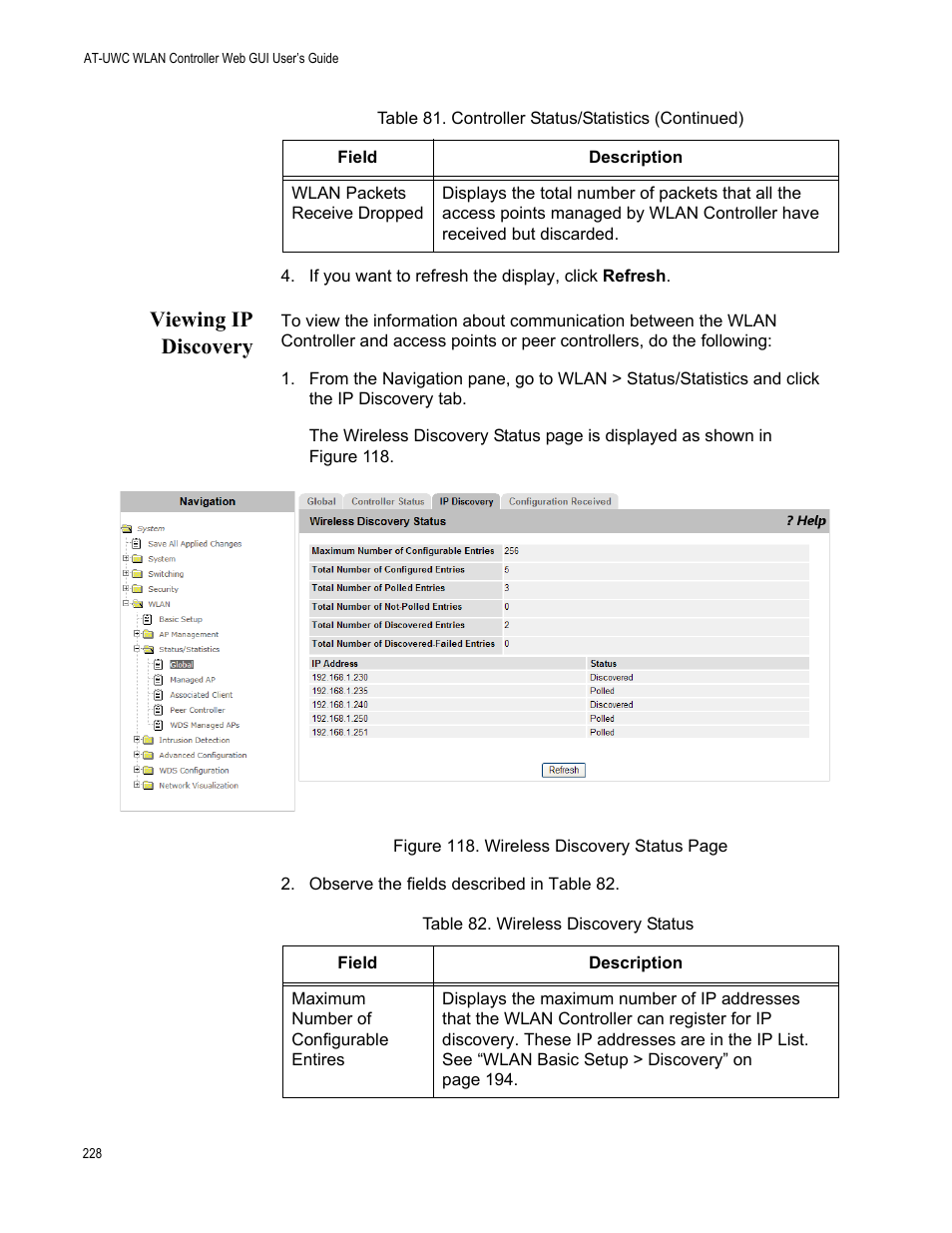 Viewing ip discovery | Allied Telesis AT-UWC Series User Manual | Page 228 / 368