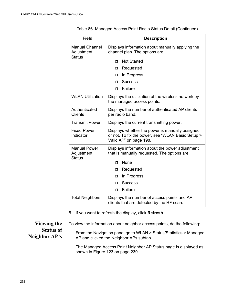 Viewing the status of neighbor ap’s | Allied Telesis AT-UWC Series User Manual | Page 238 / 368