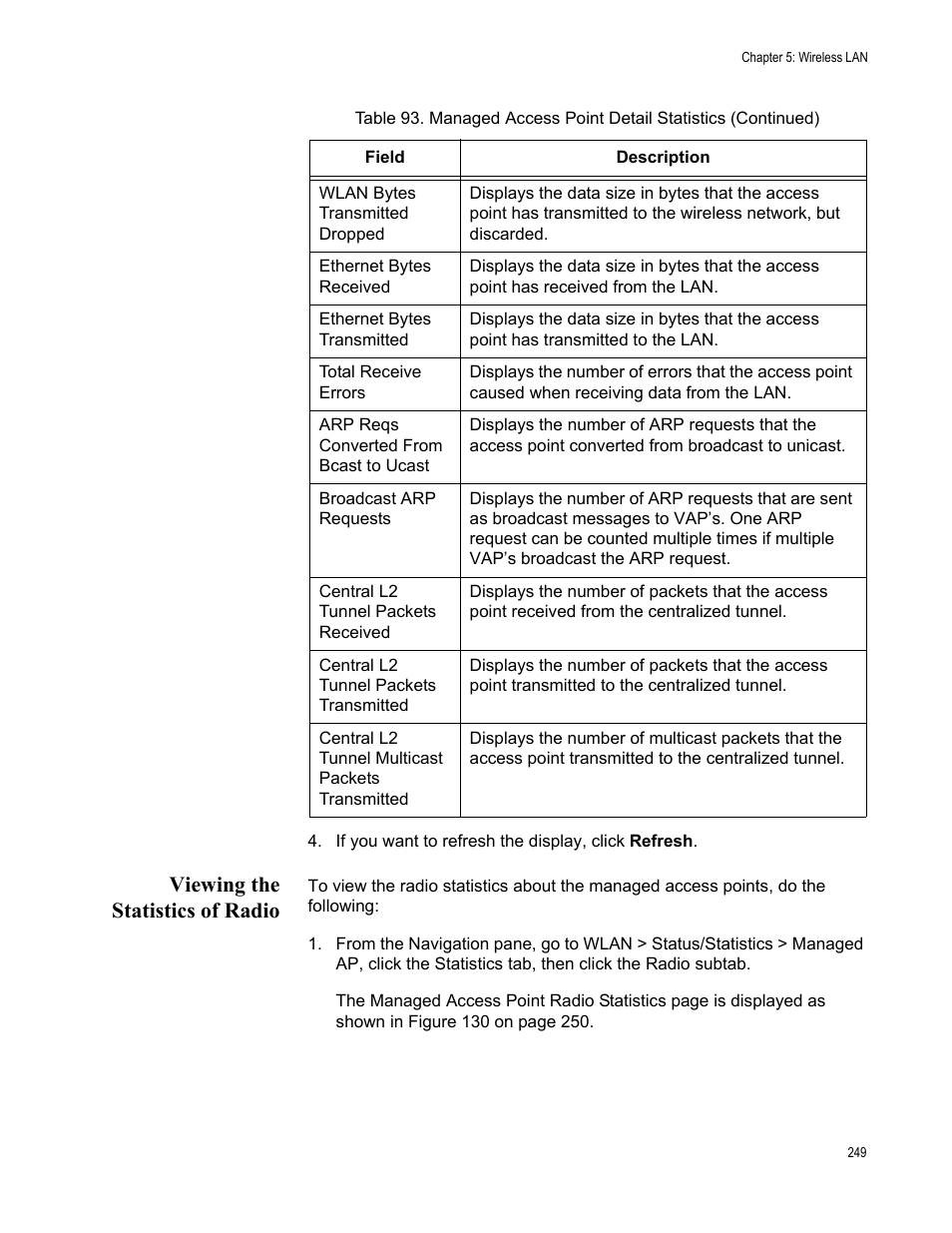 Viewing the statistics of radio | Allied Telesis AT-UWC Series User Manual | Page 249 / 368