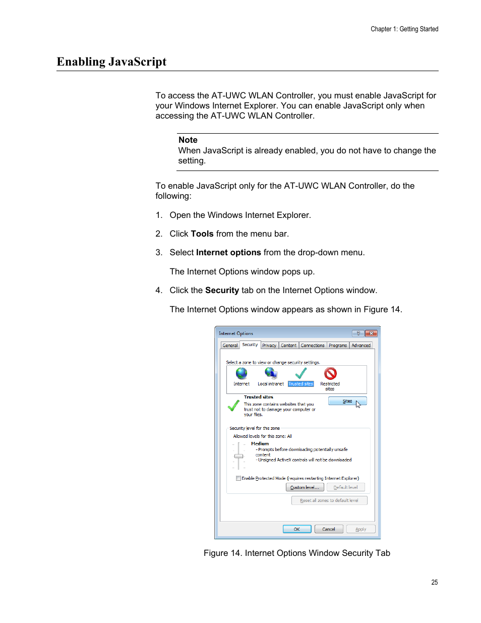 Enabling javascript | Allied Telesis AT-UWC Series User Manual | Page 25 / 368