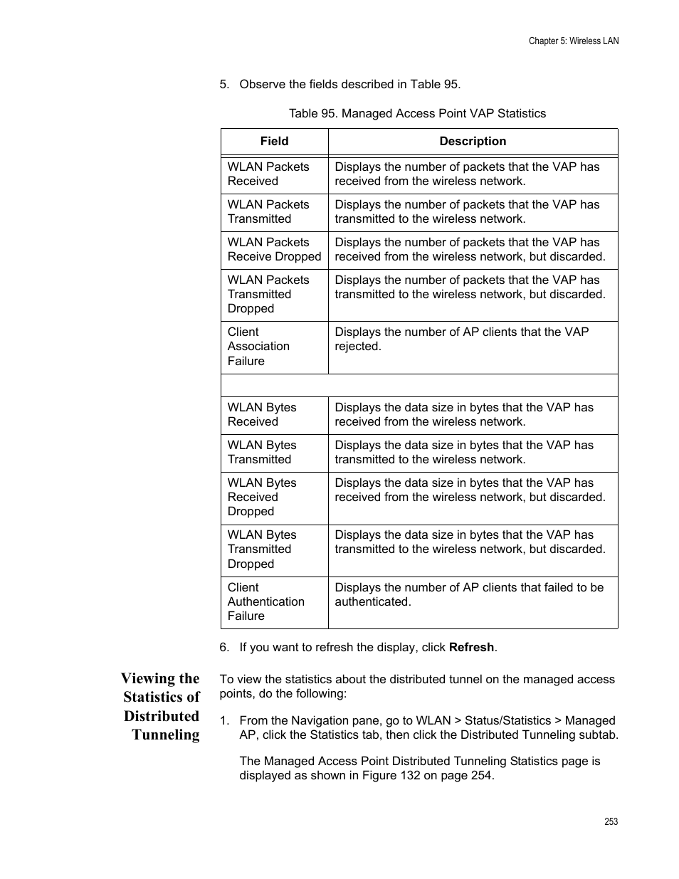 Viewing the statistics of distributed tunneling | Allied Telesis AT-UWC Series User Manual | Page 253 / 368