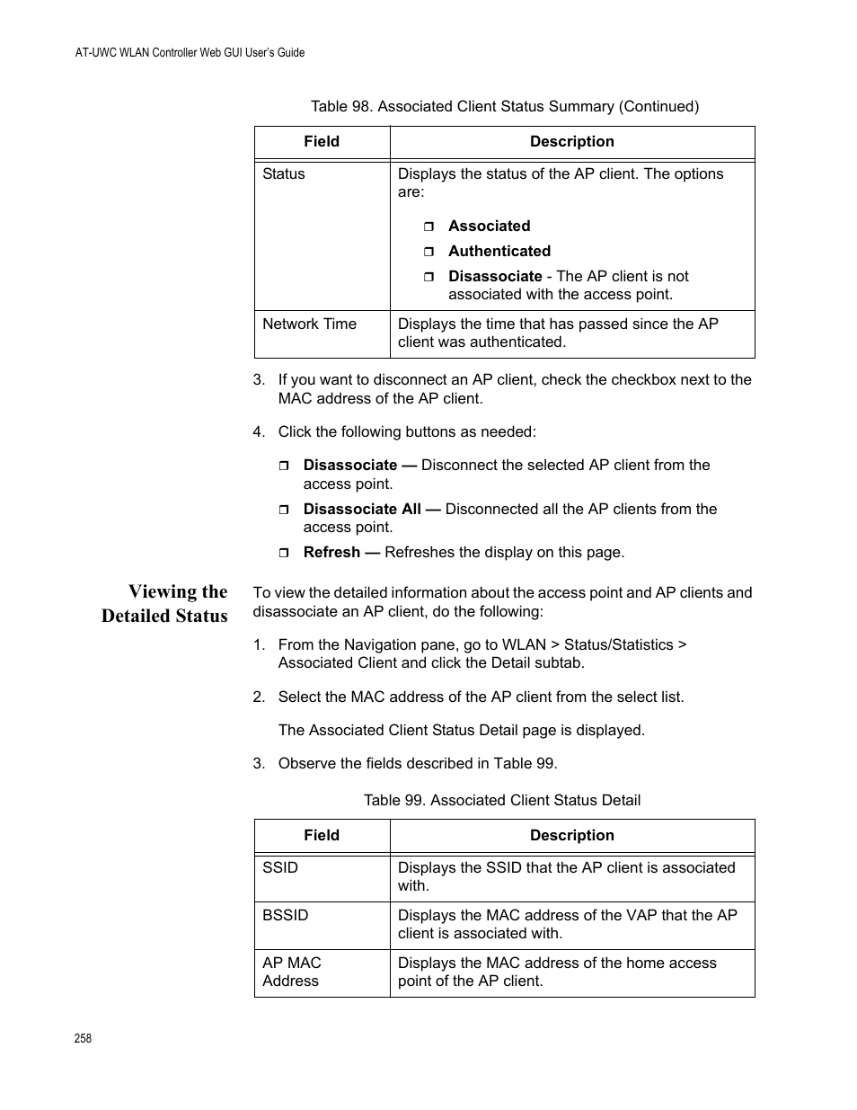Viewing the detailed status | Allied Telesis AT-UWC Series User Manual | Page 258 / 368
