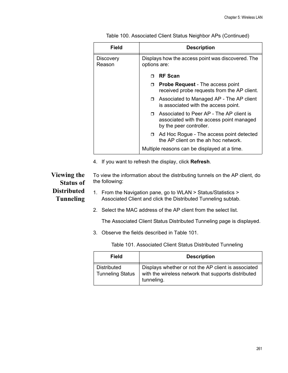 Viewing the status of distributed tunneling | Allied Telesis AT-UWC Series User Manual | Page 261 / 368