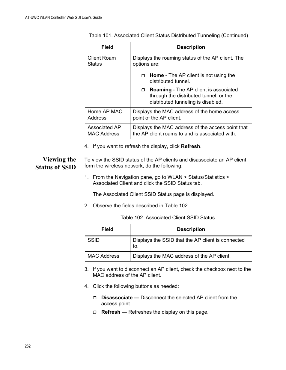 Viewing the status of ssid | Allied Telesis AT-UWC Series User Manual | Page 262 / 368