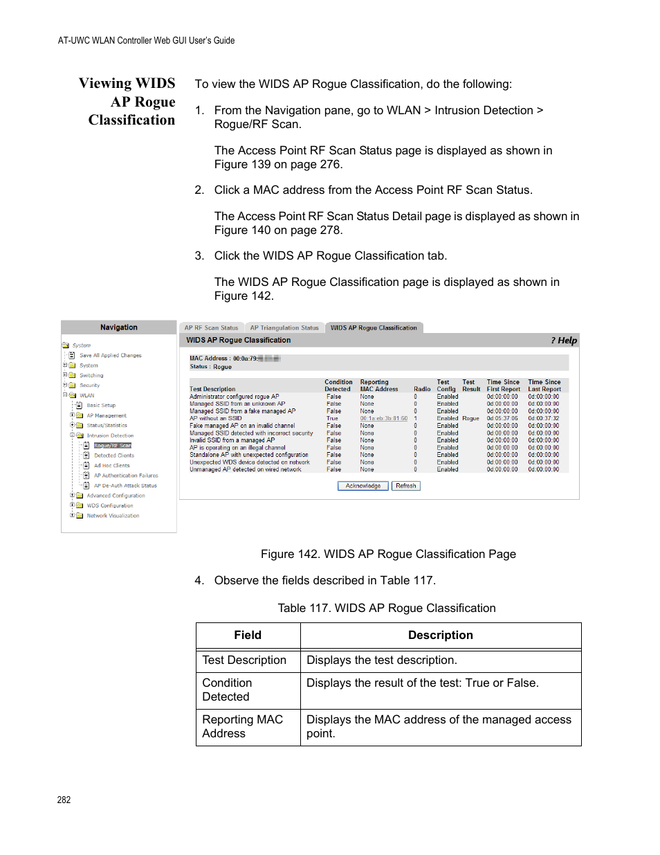 Viewing wids ap rogue classification | Allied Telesis AT-UWC Series User Manual | Page 282 / 368