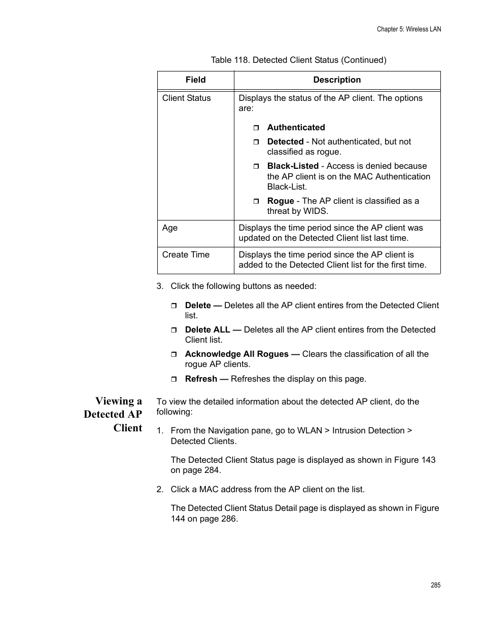 Viewing a detected ap client | Allied Telesis AT-UWC Series User Manual | Page 285 / 368