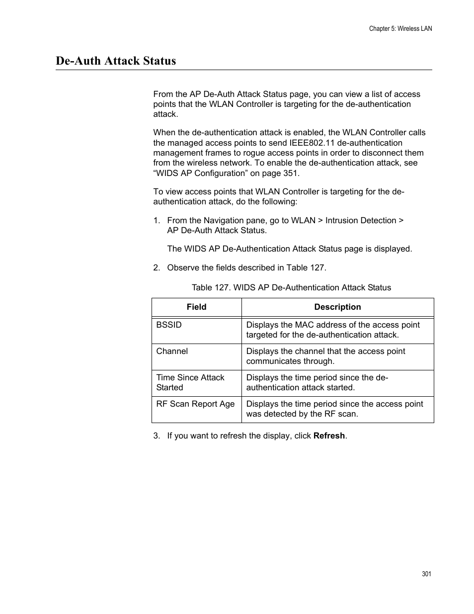 De-auth attack status | Allied Telesis AT-UWC Series User Manual | Page 301 / 368