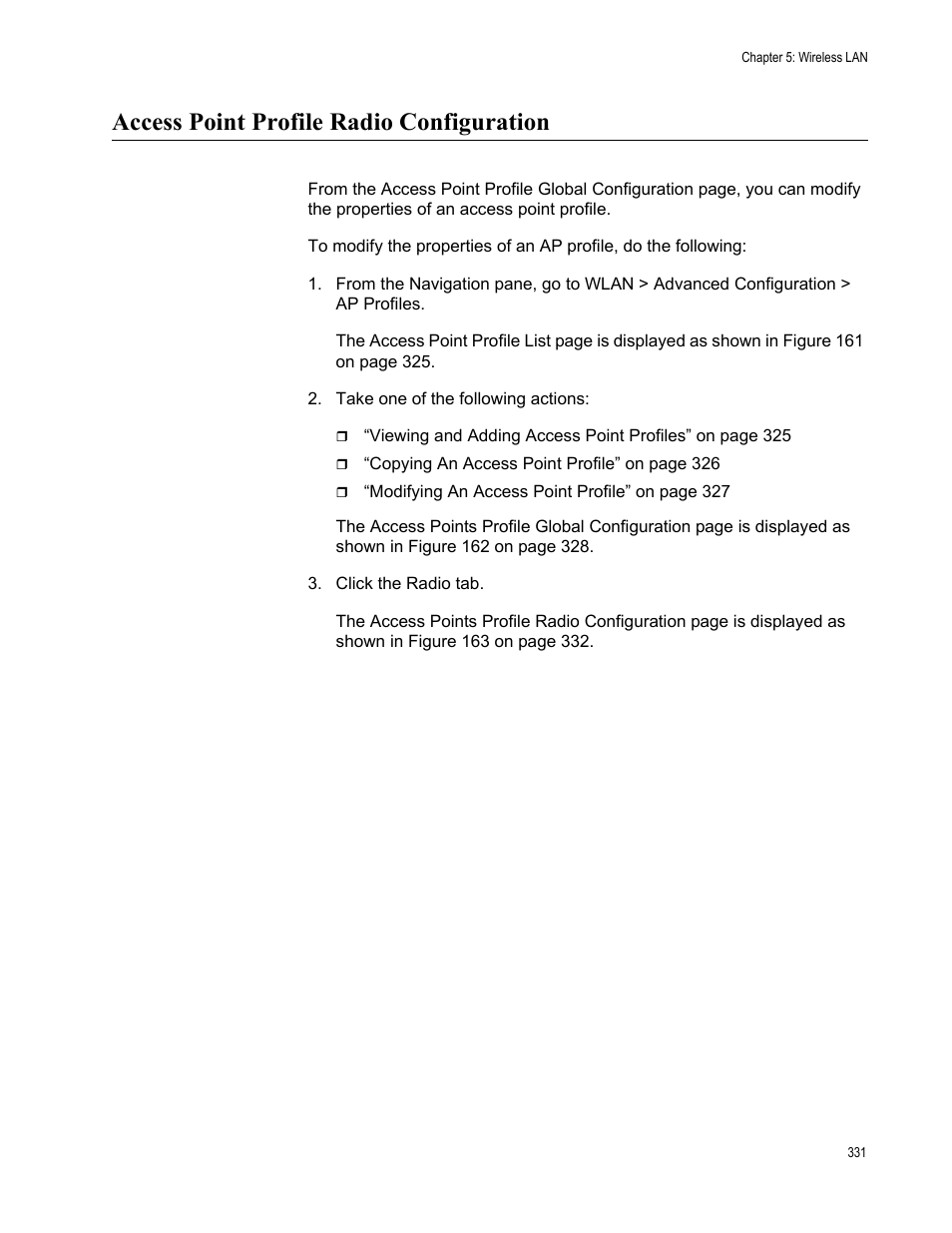 Access point profile radio configuration | Allied Telesis AT-UWC Series User Manual | Page 331 / 368