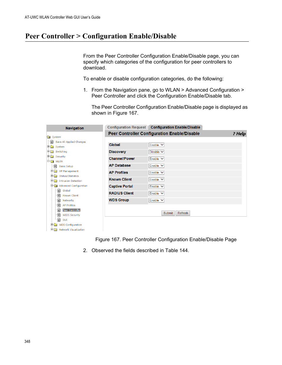 Peer controller > configuration enable/disable | Allied Telesis AT-UWC Series User Manual | Page 348 / 368