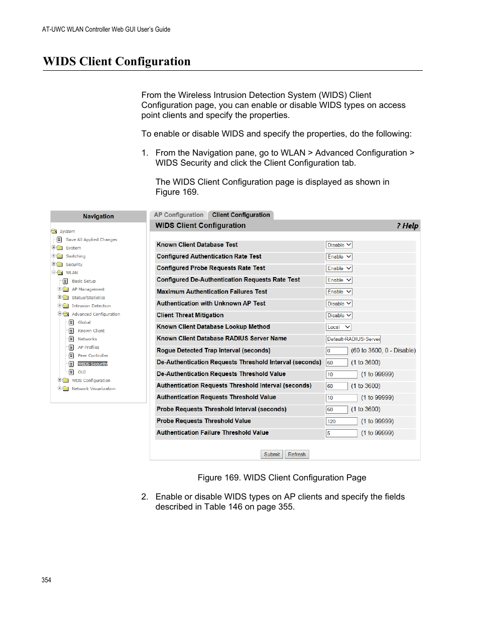 Wids client configuration | Allied Telesis AT-UWC Series User Manual | Page 354 / 368