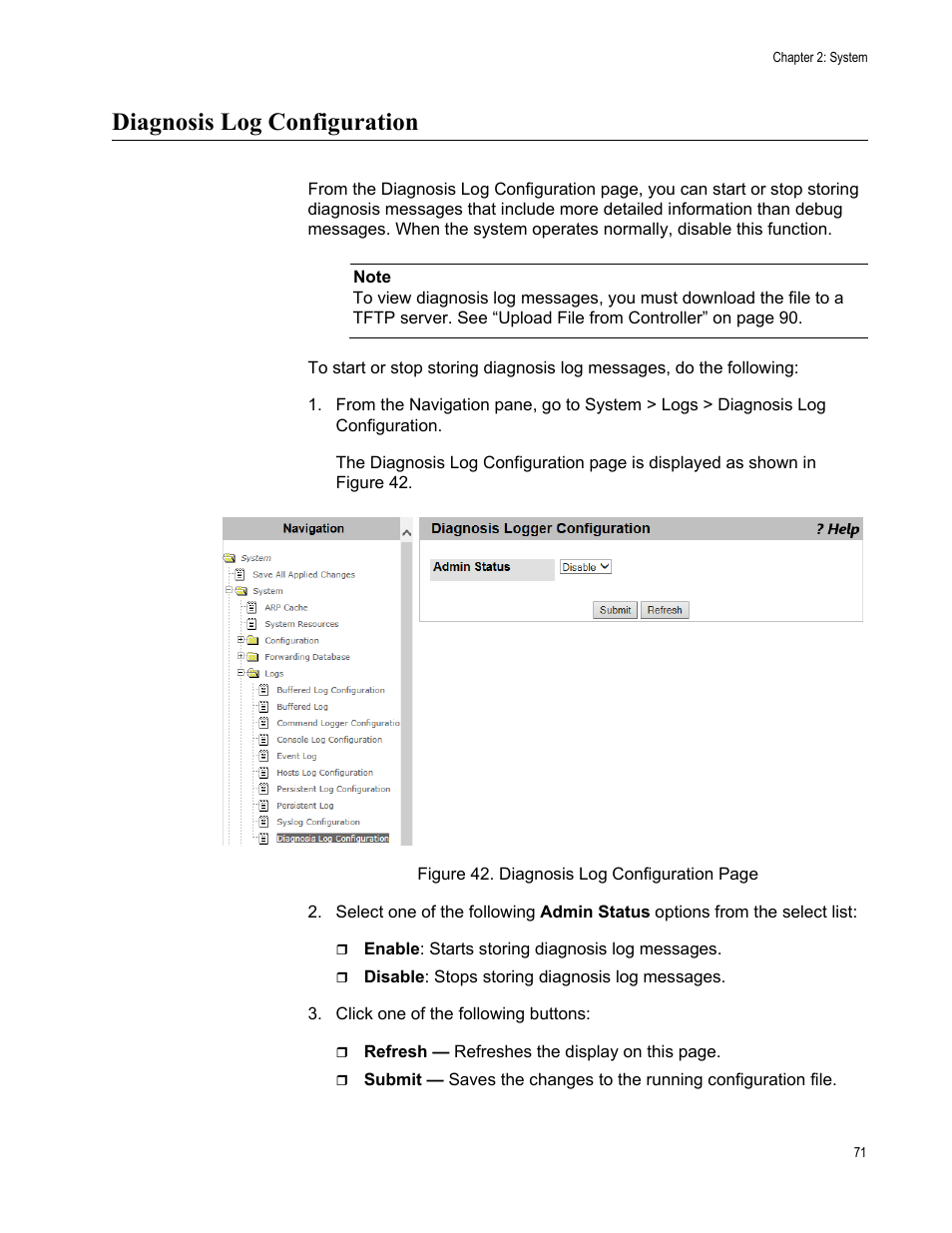 Diagnosis log configuration | Allied Telesis AT-UWC Series User Manual | Page 71 / 368