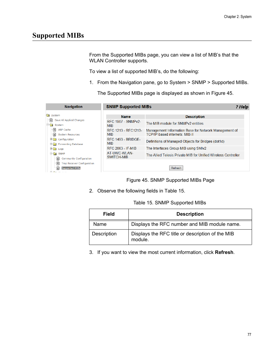 Supported mibs | Allied Telesis AT-UWC Series User Manual | Page 77 / 368