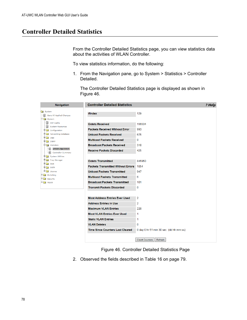 Controller detailed statistics | Allied Telesis AT-UWC Series User Manual | Page 78 / 368