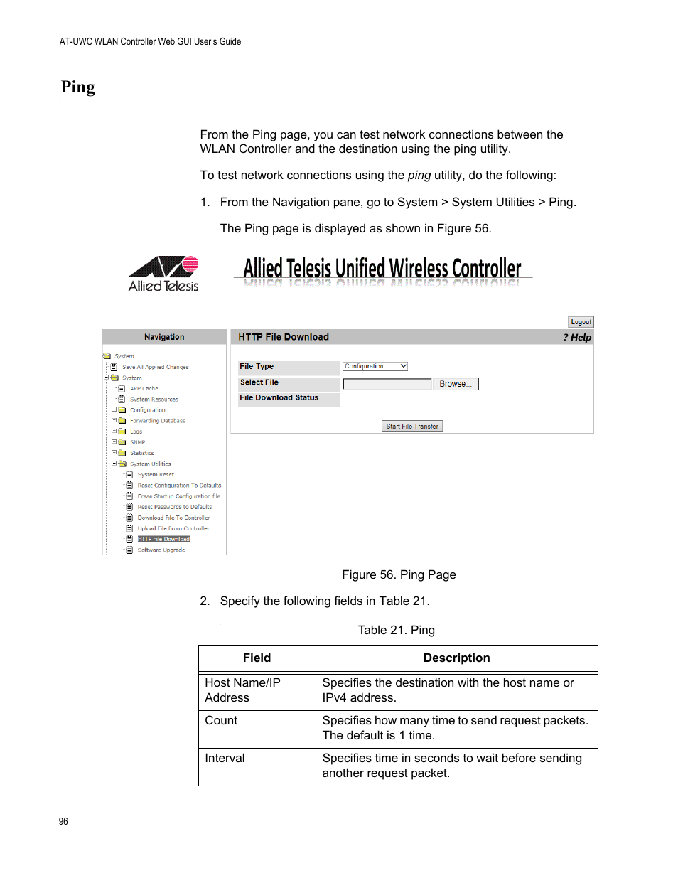Ping | Allied Telesis AT-UWC Series User Manual | Page 96 / 368