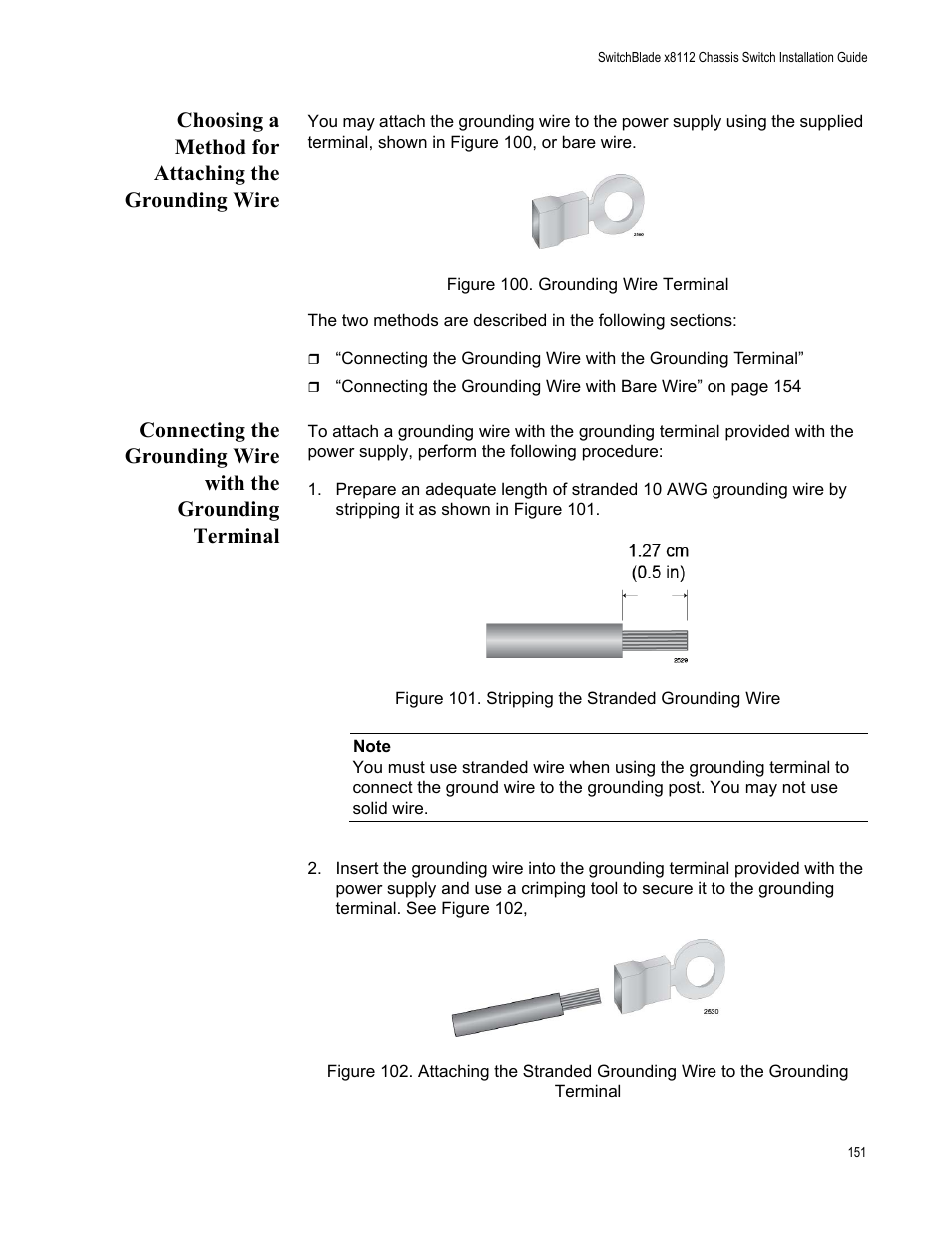 Choosing a method for attaching the grounding wire | Allied Telesis SwitchBlade x8112 User Manual | Page 151 / 240