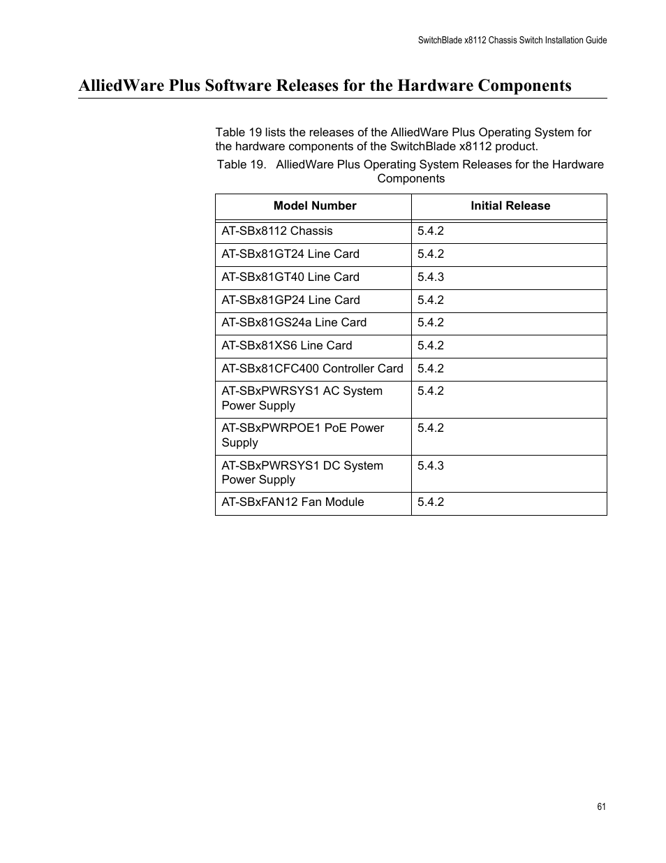 Allied Telesis SwitchBlade x8112 User Manual | Page 61 / 240