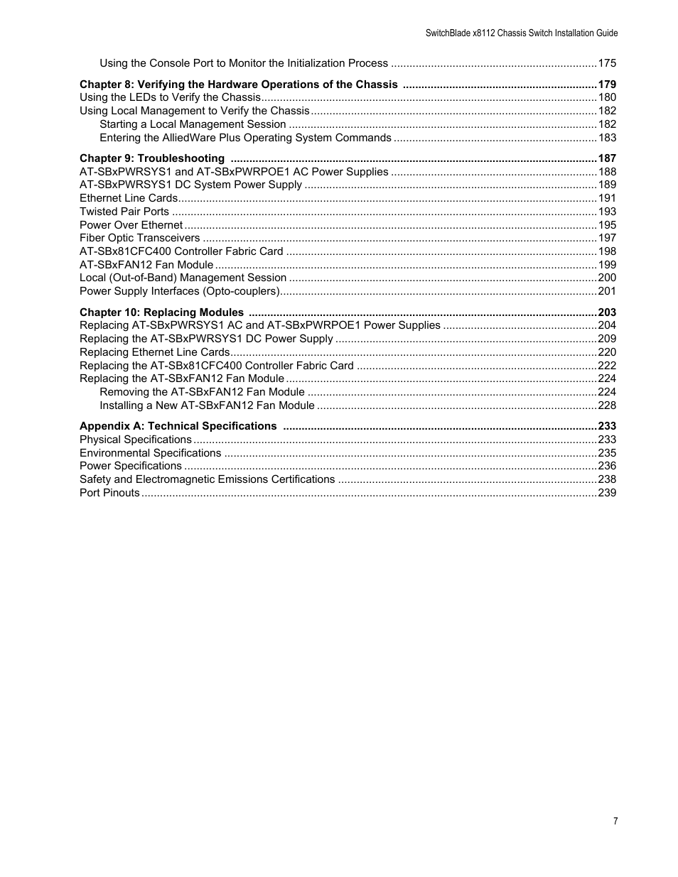 Allied Telesis SwitchBlade x8112 User Manual | Page 7 / 240