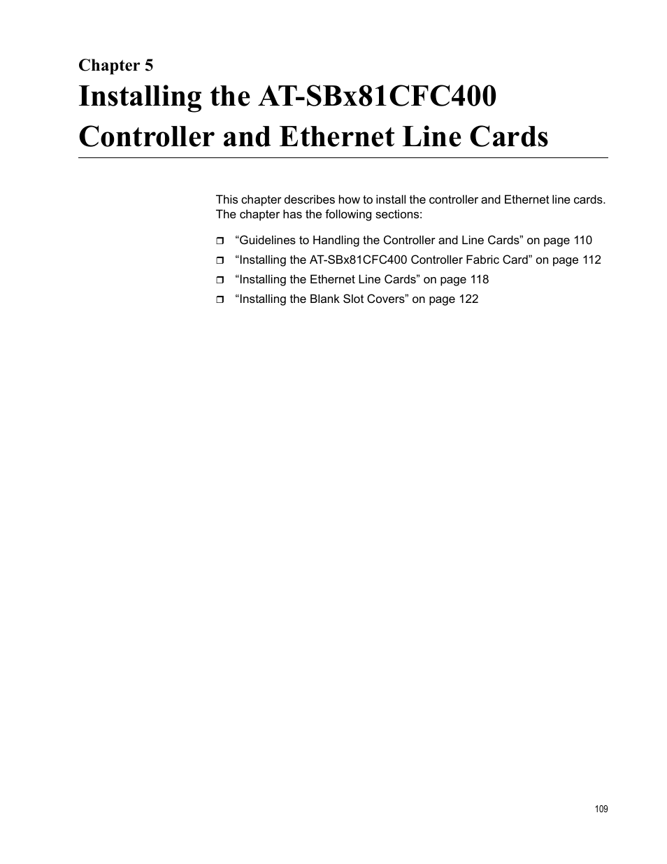 Chapter 5, Chapter | Allied Telesis SwitchBlade x8106 User Manual | Page 109 / 240