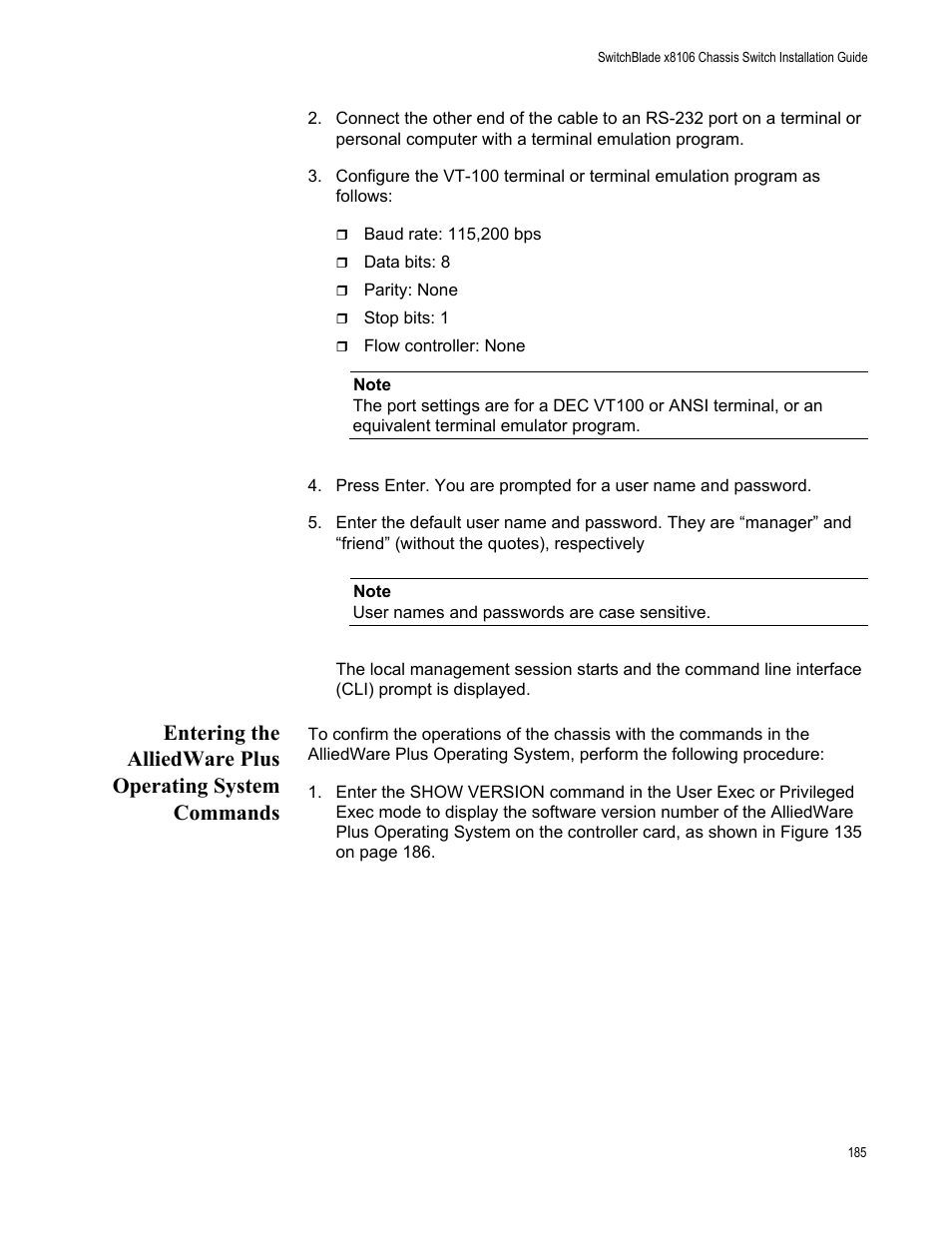 Allied Telesis SwitchBlade x8106 User Manual | Page 185 / 240