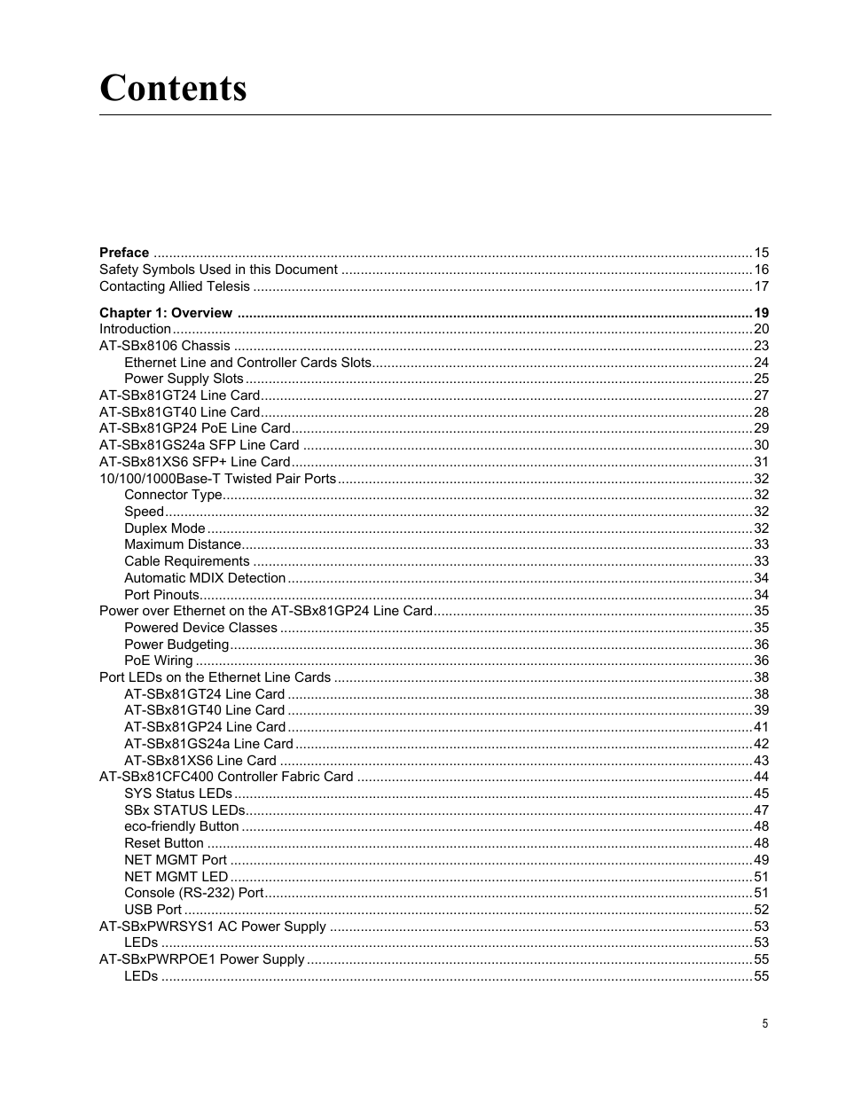 Allied Telesis SwitchBlade x8106 User Manual | Page 5 / 240
