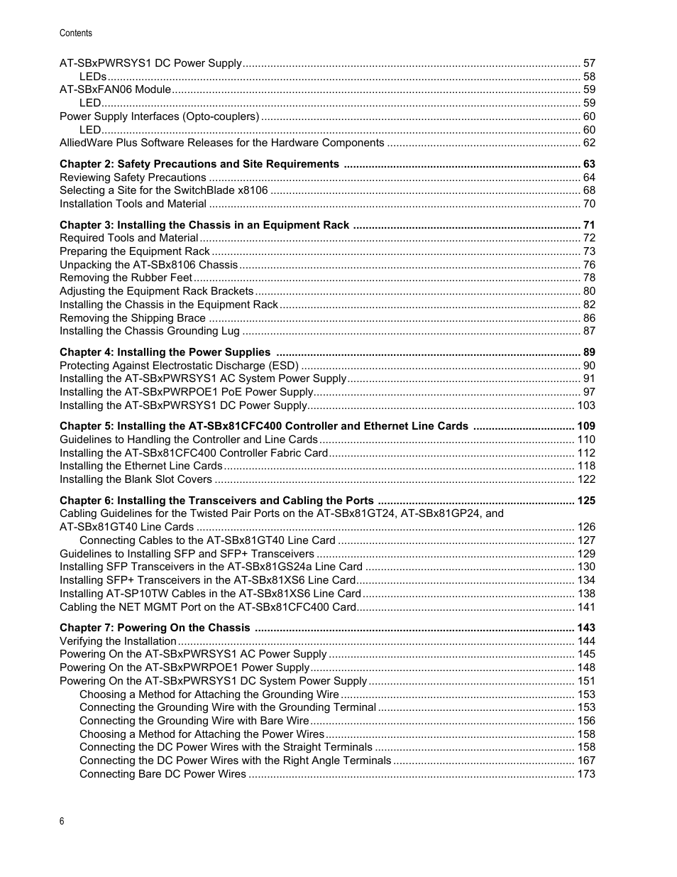 Allied Telesis SwitchBlade x8106 User Manual | Page 6 / 240