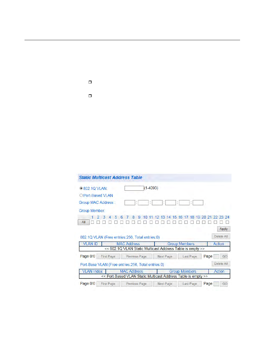 Static multicast address configuration | Allied Telesis AT-GS950/24 User Manual | Page 136 / 404