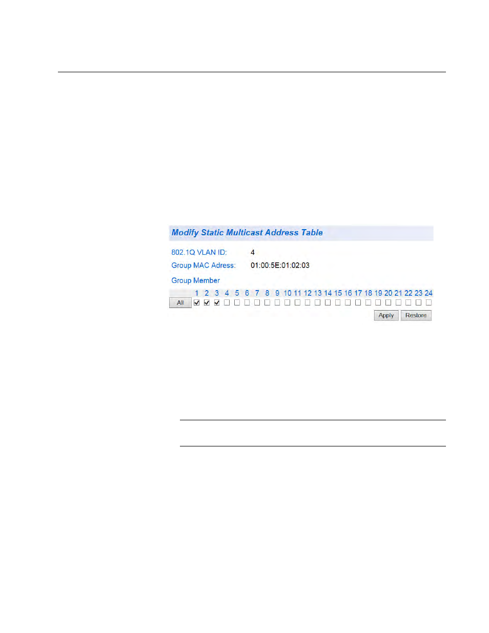 Modify static multicast address | Allied Telesis AT-GS950/24 User Manual | Page 139 / 404