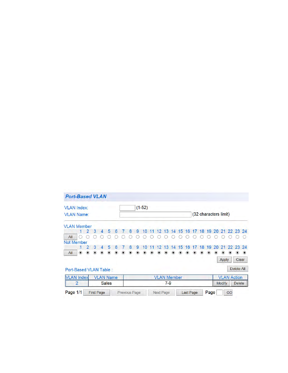 Modify a port- based vlan, Modify a port-based vlan | Allied Telesis AT-GS950/24 User Manual | Page 174 / 404