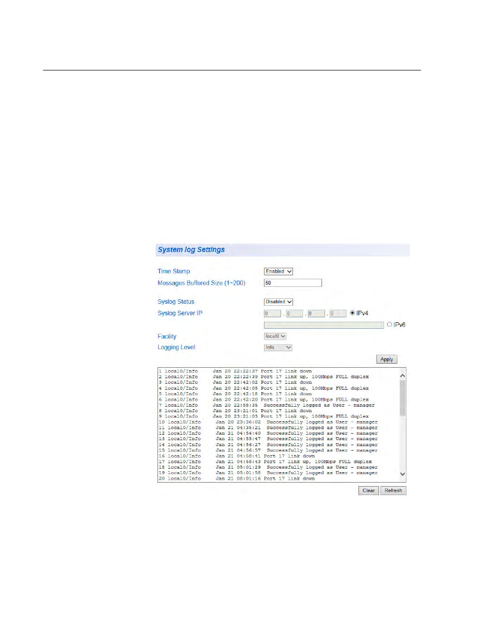 System log configuration | Allied Telesis AT-GS950/24 User Manual | Page 60 / 404