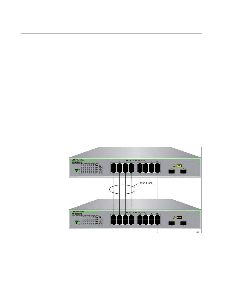 Overview, Figure 35. static port trunk example | Allied Telesis AT-GS950/16 User Manual | Page 100 / 404