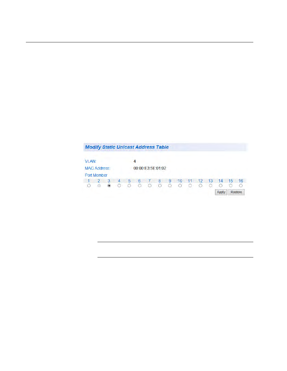 Modify static unicast address | Allied Telesis AT-GS950/16 User Manual | Page 134 / 404