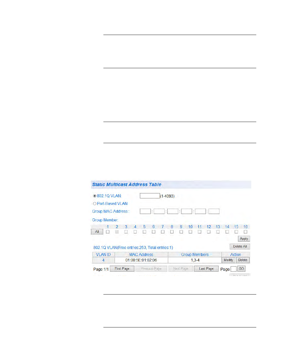 Figure 47. static multicast address table example | Allied Telesis AT-GS950/16 User Manual | Page 137 / 404