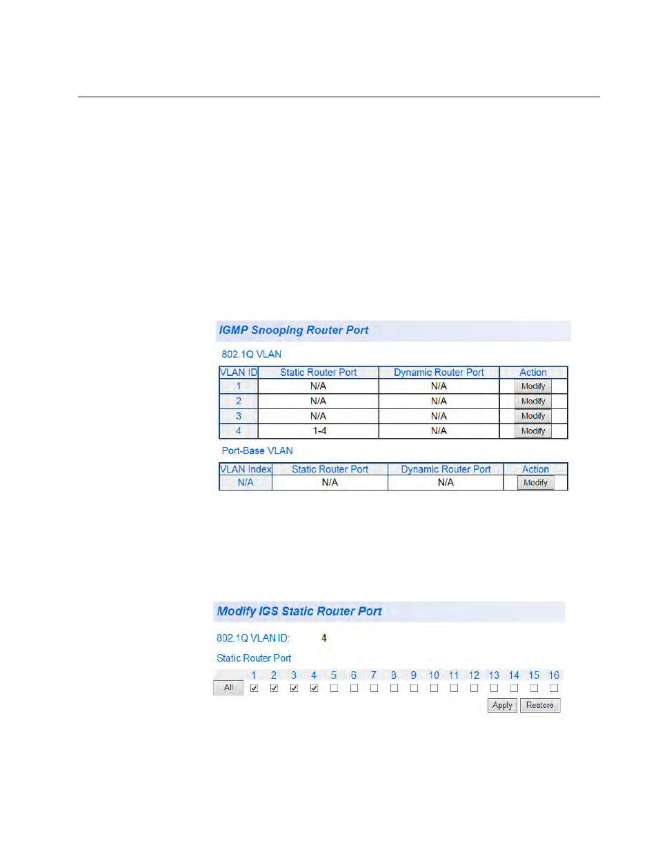 Igmp snooping router port modification | Allied Telesis AT-GS950/16 User Manual | Page 147 / 404