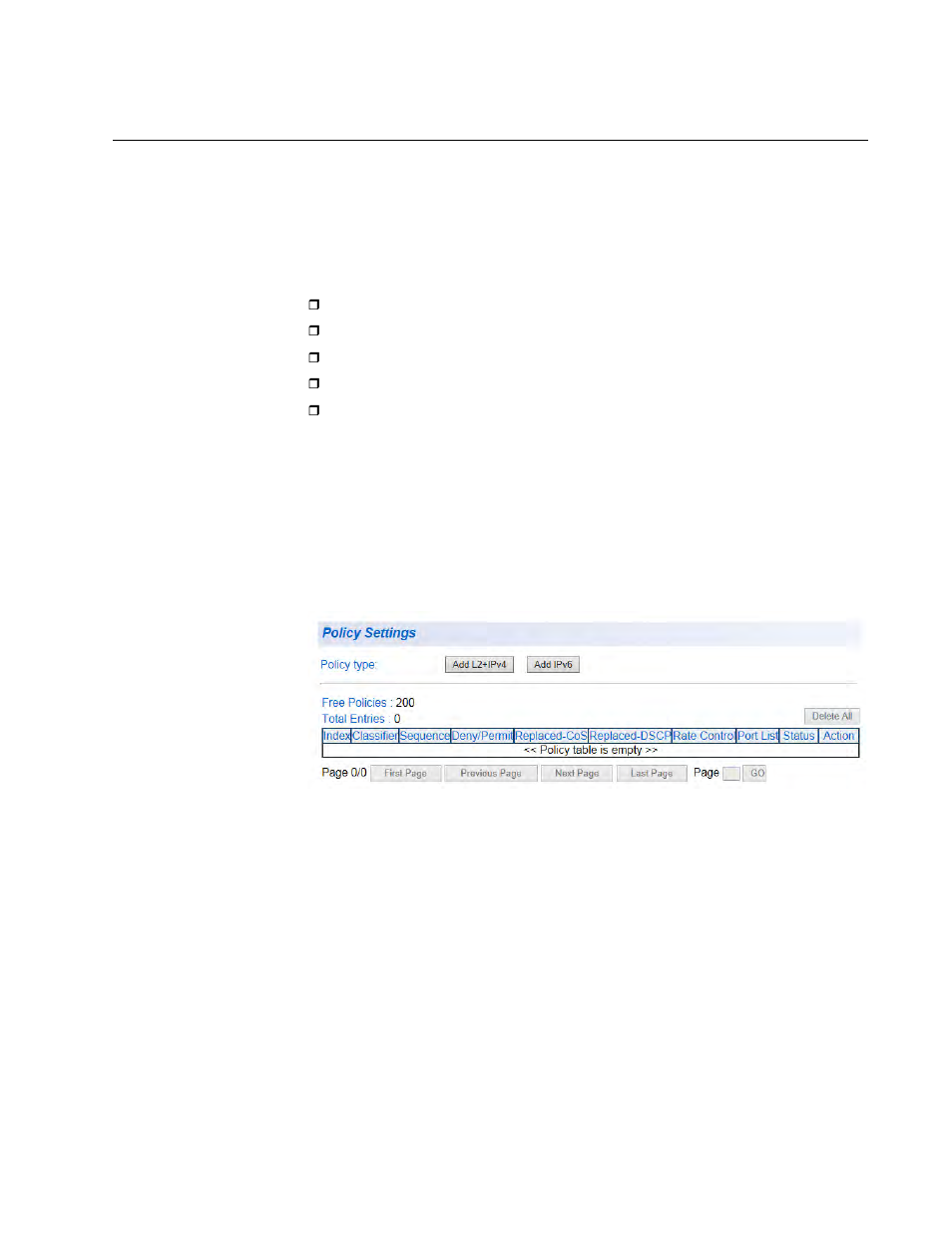 Policy settings, Create a policy | Allied Telesis AT-GS950/16 User Manual | Page 243 / 404