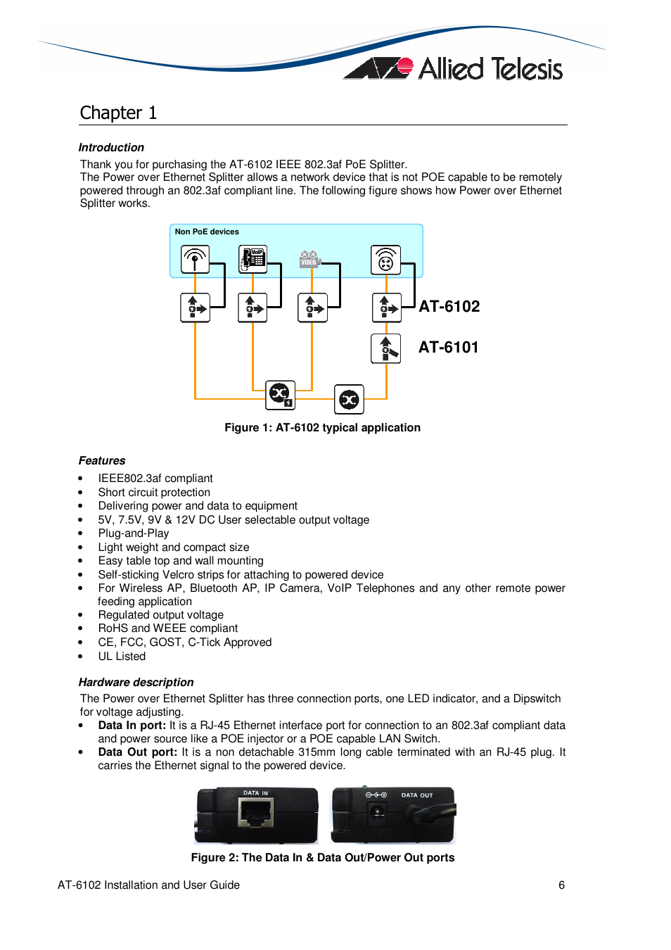 Chapter 1 | Allied Telesis AT-6102 IEEE 802.3af Universal User Manual | Page 6 / 8