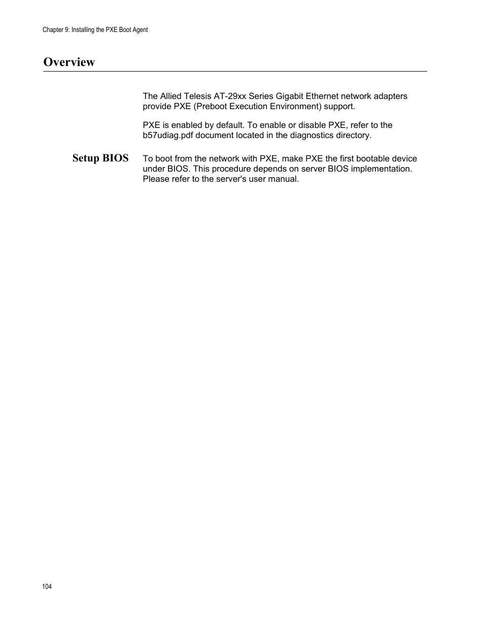Overview, Setup bios | Allied Telesis AT-2972T/2 User Manual | Page 104 / 140