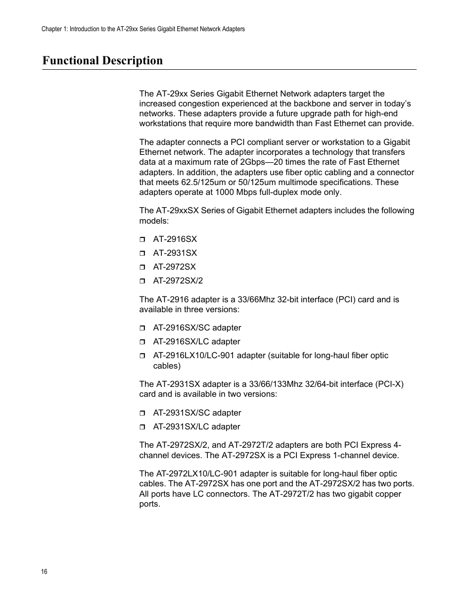 Functional description | Allied Telesis AT-2972T/2 User Manual | Page 16 / 140