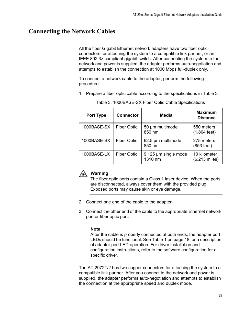 Connecting the network cables | Allied Telesis AT-2972T/2 User Manual | Page 29 / 140