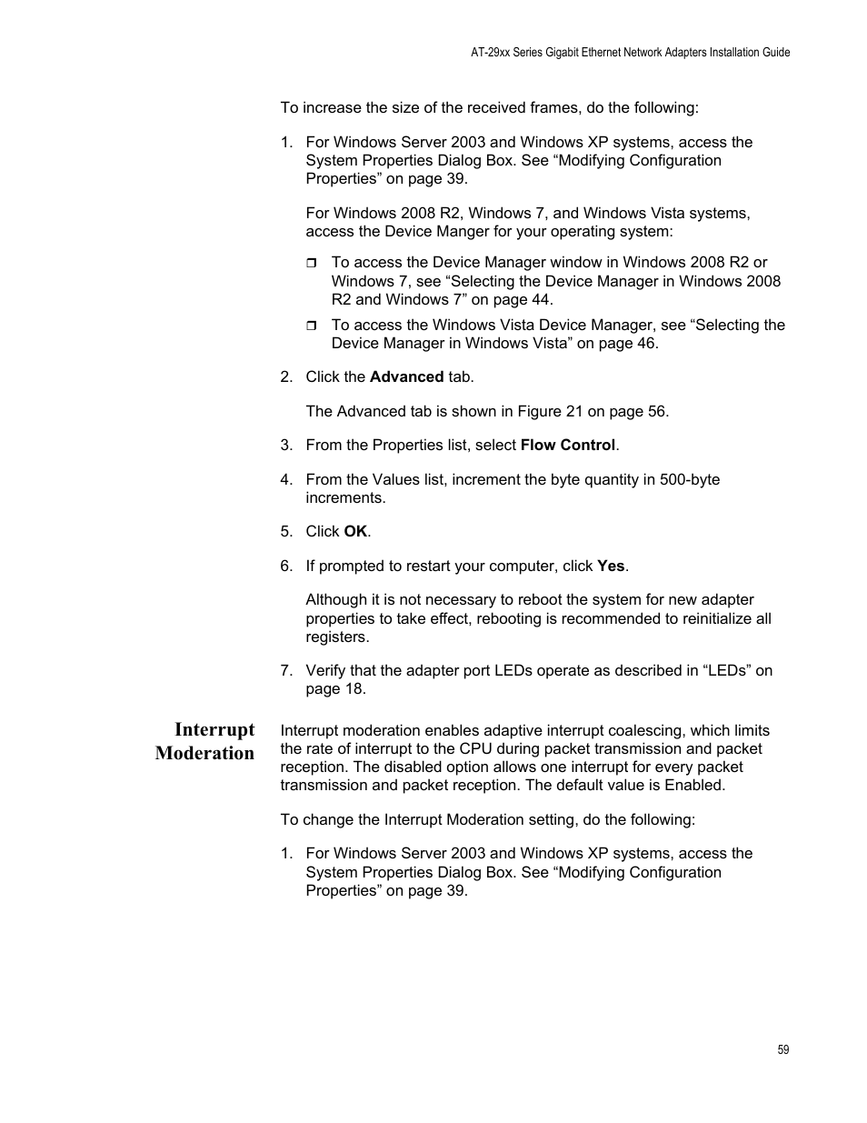 Interrupt moderation | Allied Telesis AT-2972T/2 User Manual | Page 59 / 140