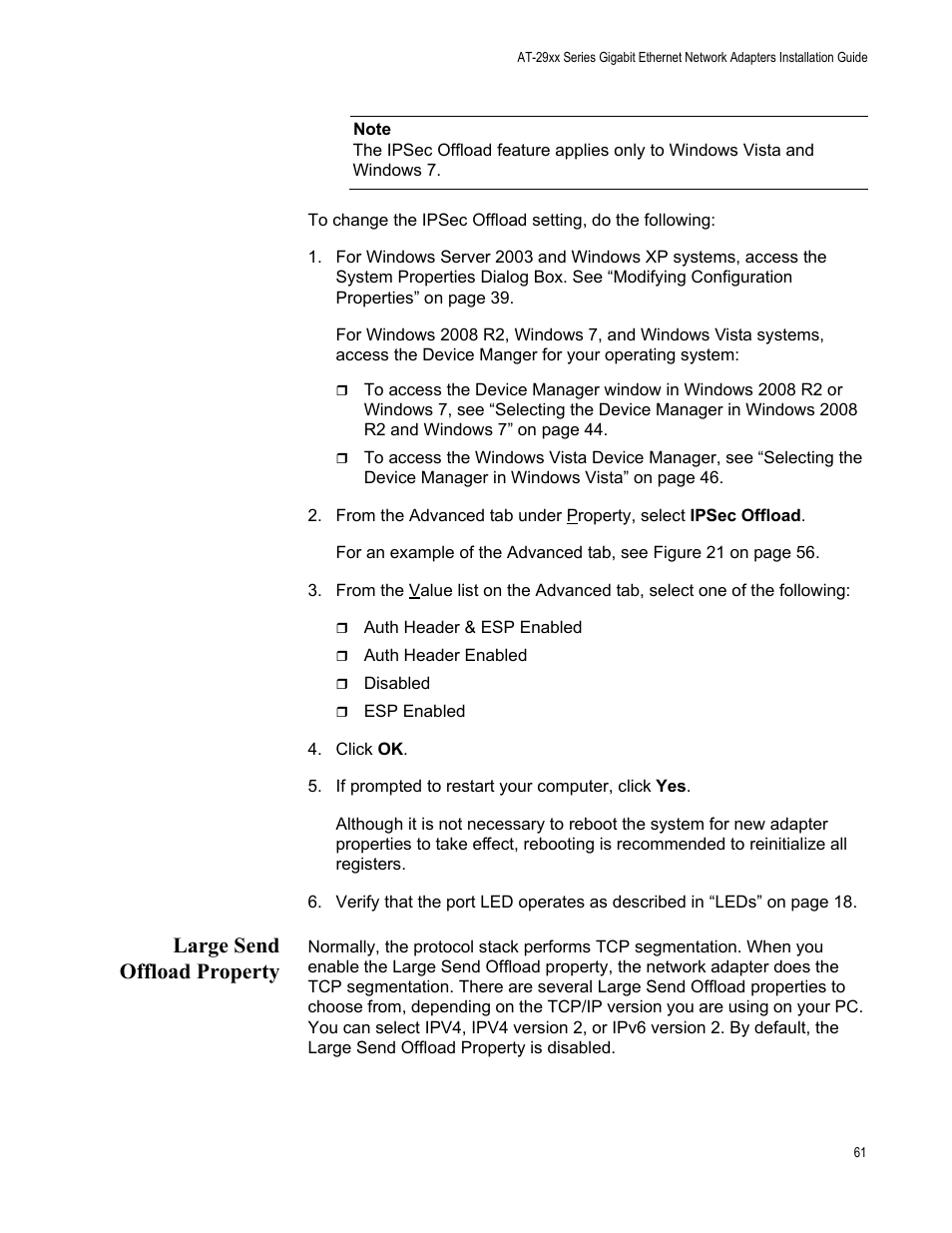 Large send offload property | Allied Telesis AT-2972T/2 User Manual | Page 61 / 140