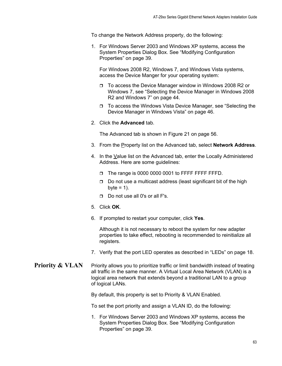 Priority & vlan | Allied Telesis AT-2972T/2 User Manual | Page 63 / 140