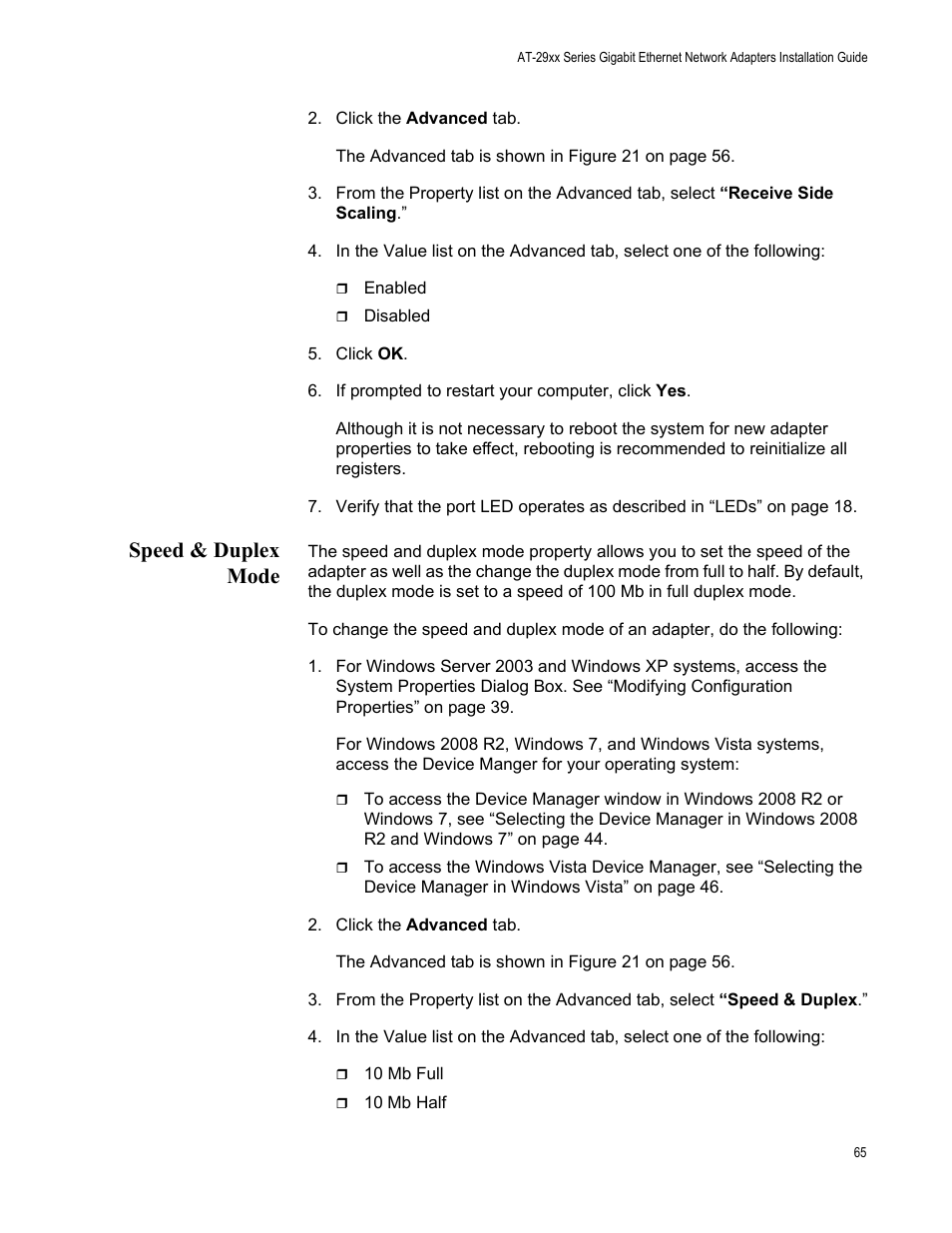 Speed & duplex mode | Allied Telesis AT-2972T/2 User Manual | Page 65 / 140