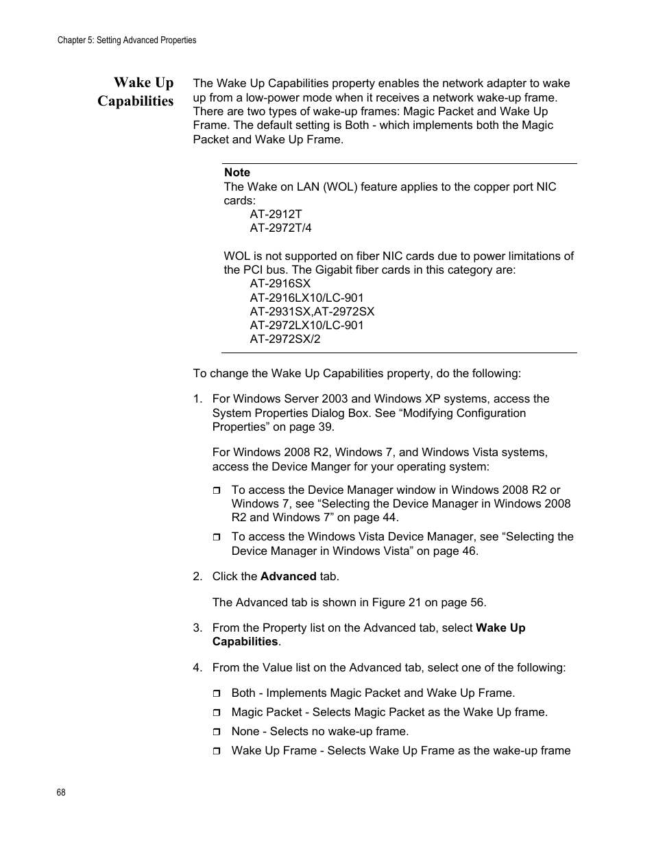 Wake up capabilities | Allied Telesis AT-2972T/2 User Manual | Page 68 / 140