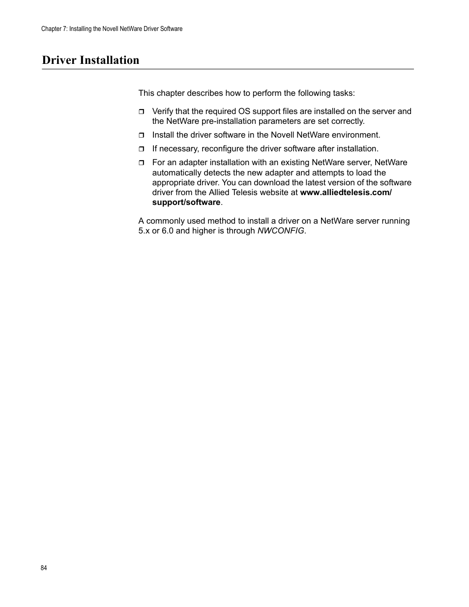 Driver installation | Allied Telesis AT-2972T/2 User Manual | Page 84 / 140