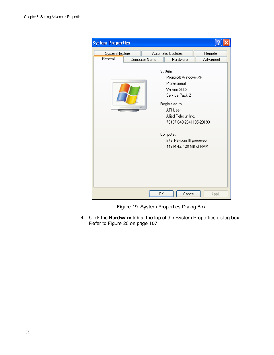 Figure 19. system properties dialog box | Allied Telesis NetExtreme II Adapters User Manual | Page 106 / 178