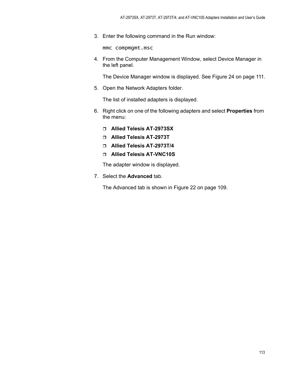 Allied Telesis NetExtreme II Adapters User Manual | Page 113 / 178