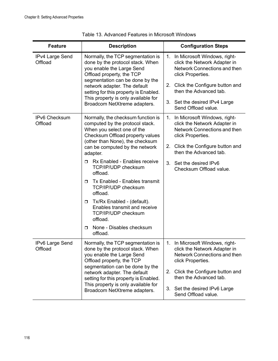 Allied Telesis NetExtreme II Adapters User Manual | Page 116 / 178