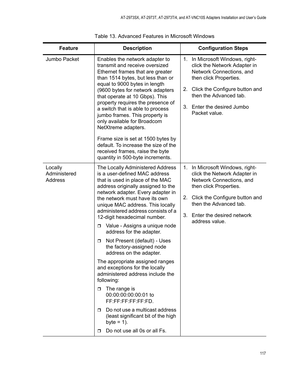 Allied Telesis NetExtreme II Adapters User Manual | Page 117 / 178